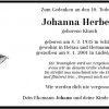 Klusch Johanna 1935-2001 Todesanzeige